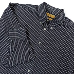 ROUNDTREE YORK Gold Label Button Down Shirt Mens L Black Plaid  Non-Iron